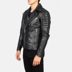 Schwarze Bikerjacke aus Leder von Armand