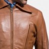 Braune Oldschool-Lederjacke