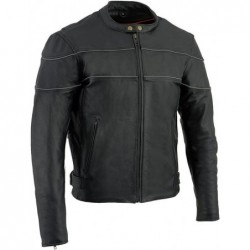 Milwaukee Leather Herren-Motorradjacke aus Leder, Roller-Stil,Schwarz