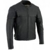 Milwaukee Leather Herren-Motorradjacke aus Leder, Roller-Stil,Schwarz