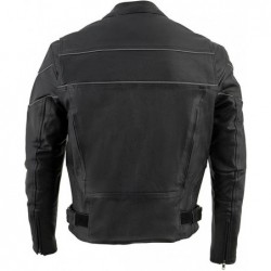 Milwaukee Leather Herren-Motorradjacke aus Leder, Roller-Stil,Schwarz