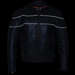 Milwaukee Leather Herren-Motorradjacke aus Leder, Roller-Stil,Schwarz