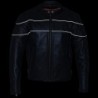 Milwaukee Leather Herren-Motorradjacke aus Leder, Roller-Stil,Schwarz