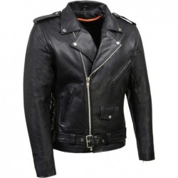 Milwaukee Leather Schwarze klassische Brando Motorradjacke für Herren