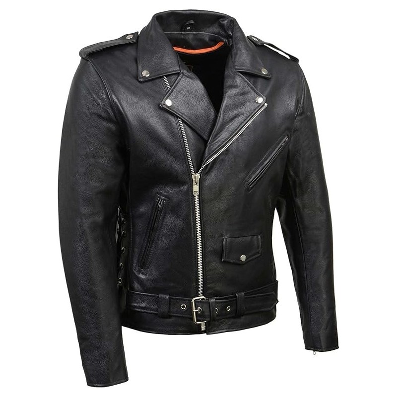 Milwaukee Leather Schwarze klassische Brando Motorradjacke für Herren