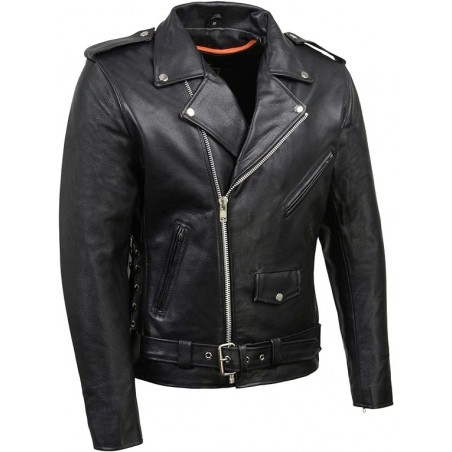 Milwaukee Leather Schwarze klassische Brando Motorradjacke für Herren