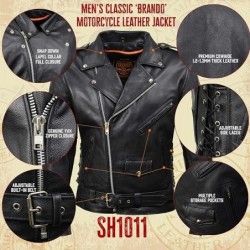 Milwaukee Leather Schwarze klassische Brando Motorradjacke für Herren