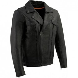 Milwaukee Leather LKM1760 Herren-Motorradjacke aus Leder, Schwarz