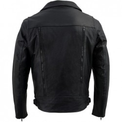 Milwaukee Leather LKM1760 Herren-Motorradjacke aus Leder, Schwarz