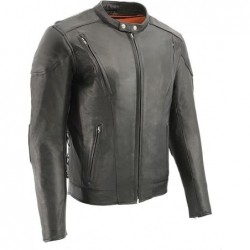 Milwaukee Leather SH1010 Herren Lederjacke- Scooter,belüftet,Schwarz