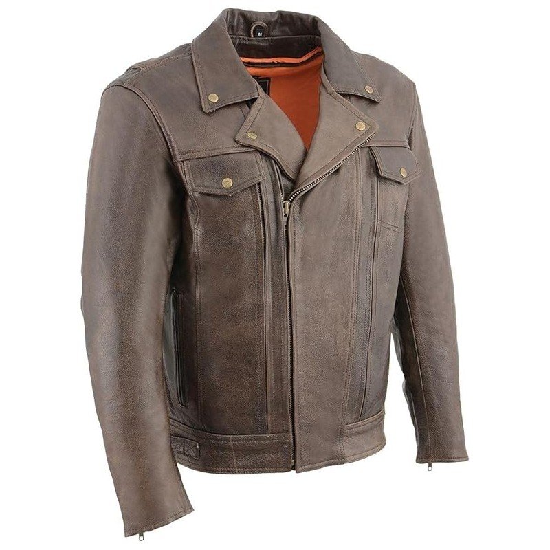 Milwaukee Leather MLM1522 Motorradjacke, belüftet, Retro-Stil, Braun