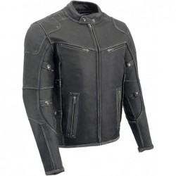 Milwaukee Leather MLM1536 Herren Vintage Grau Triple Vent Lederjacke