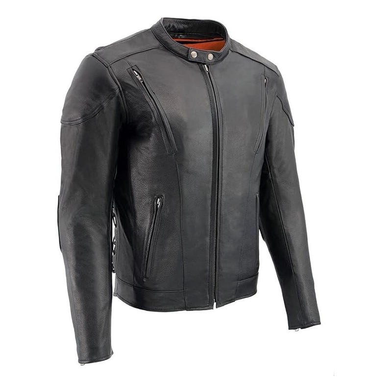 Milwaukee Leather LKM1765 Herren-Lederjacke mit seitlichen,belüftet