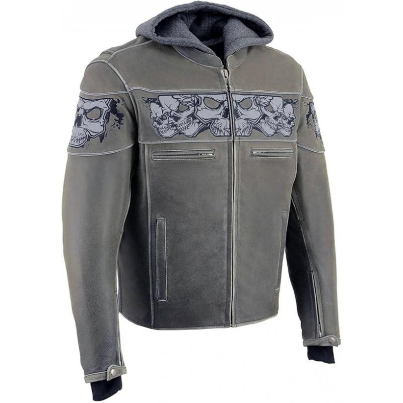 Milwaukee Leather Herren Standard Mlm1562 Distressed Grey Lederjacke