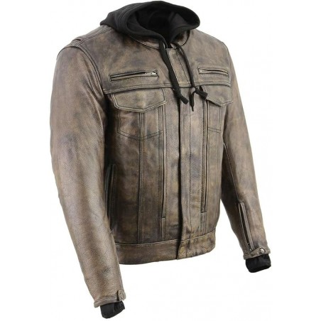 Milwaukee Leather MLM1538 Distressed Brown Leather Vented Jacket