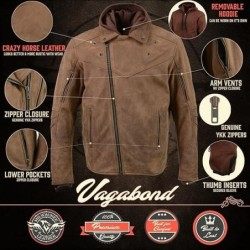 Milwaukee Leather MLM1511 Vintage Crazy Horse Brown Jacken Hoodie