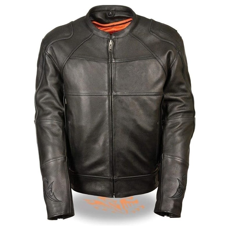 Milwaukee Leather MLM1510 Motorradjacke für Herren, Leder, Schwarz