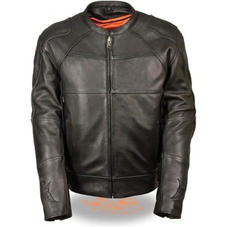 Milwaukee Leather MLM1510 Motorradjacke für Herren, Leder, Schwarz