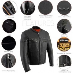 Milwaukee Leather MLM1504 The Skelly Racer Premium Moto Leather Jacket