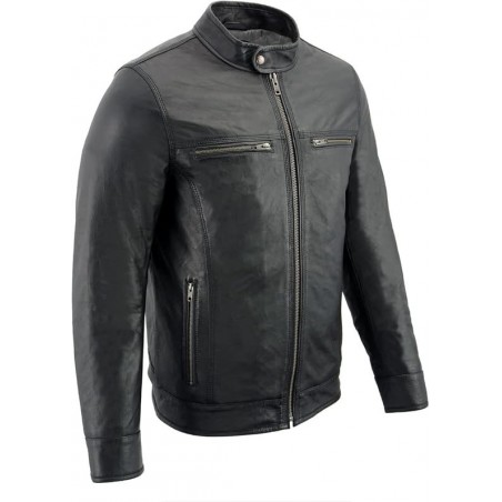 Milwaukee SFM1866 Herren-Lederjacke, klassisch, schwarz, Moto