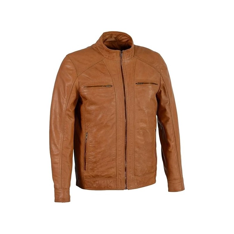 Milwaukee Leather SFM1860 Herren Lammfell Saddle Moto Lederjacke