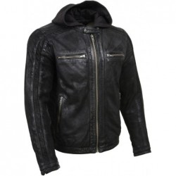 Milwaukee Leather Premium Leather Fashion Casual Jacken with Hoodie