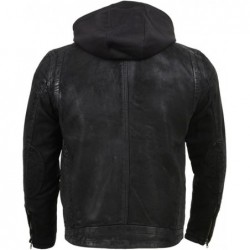 Milwaukee Leather Premium Leather Fashion Casual Jacken with Hoodie