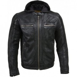 Milwaukee Leather Premium Leather Fashion Casual Jacken with Hoodie