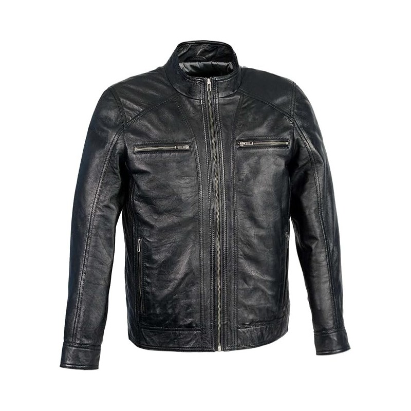 Milwaukee Leather SFM1860 Herren Lammfell Saddle Moto Lederjacke