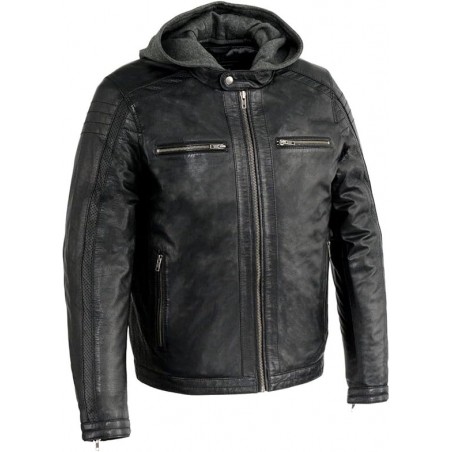 Milwaukee SFM1845 Herren-Lederjacke mit abnehmbarem Kapuzenpullover