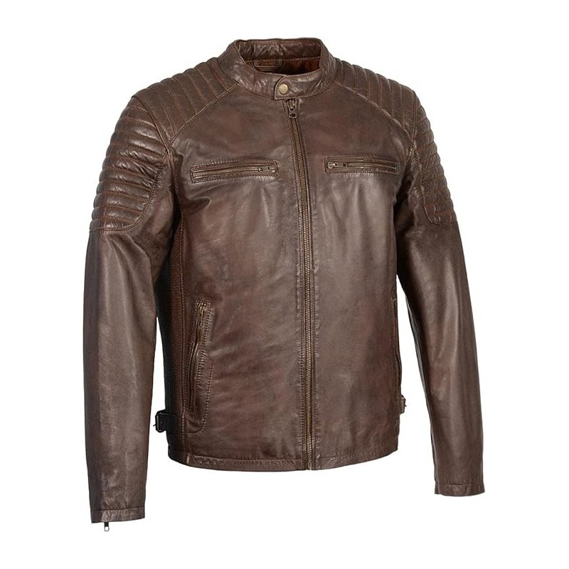 Milwaukee Leather SFM1840 Herren Lederjacke mit Druckknopfkragen