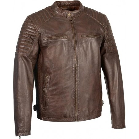 Milwaukee Leather SFM1840 Herren Lederjacke mit Druckknopfkragen