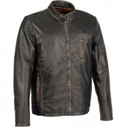 Milwaukee Leather SFM1855 Herren-Lederjacke mit Hals-Verschluss