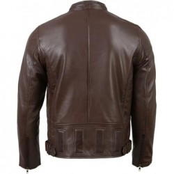 Milwaukee Leather SFM1835 Herren Lederjacke mit Druckknopfkragen,Brown