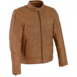 Milwaukee Leather Herren Lederjacke Café Racer mit Druckknopfkragen