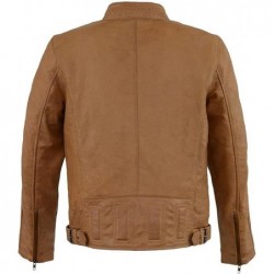 Milwaukee Leather Herren Lederjacke Café Racer mit Druckknopfkragen