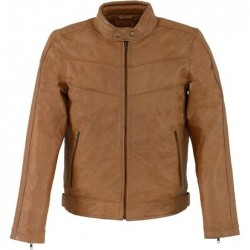 Milwaukee Leather Herren Lederjacke Café Racer mit Druckknopfkragen