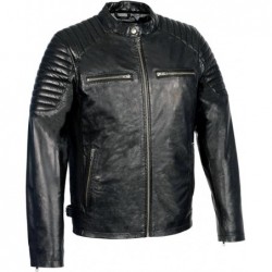 Milwaukee Leather Herren Lederjacke mit Druckknopfkragen, Gesteppt