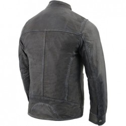 Milwaukee Leather SFM1830 Herren-Lederjacke Café Racer, 3-fach genäht