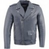 Milwaukee Leather SFM1890 Men's Blue Leather Classic Moto Leather Jacket