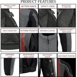 Milwaukee Leather Herren-Rennjacke aus gepanzertem Mesh,Fahrradjacken