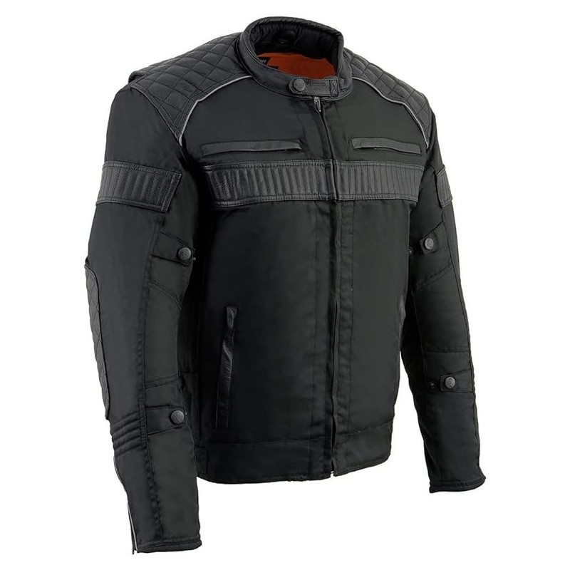 Milwaukee Leather MPM1735 Herren Scooter Jacke Textil Schwarz