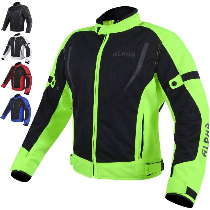 Netz-Motorradjacke für Herren,zum Reiten,Rennen,gepanzert,Grün