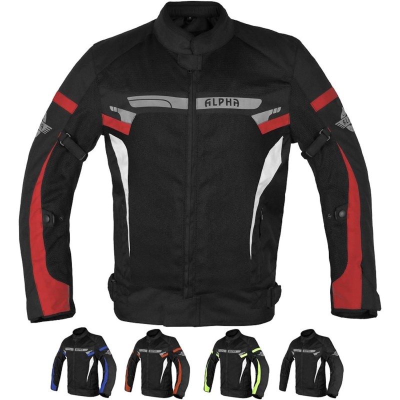 ALPHA CYCLE GEAR Atmungsaktive Motorradjacke, Netzstoff,Protektoren,Rot