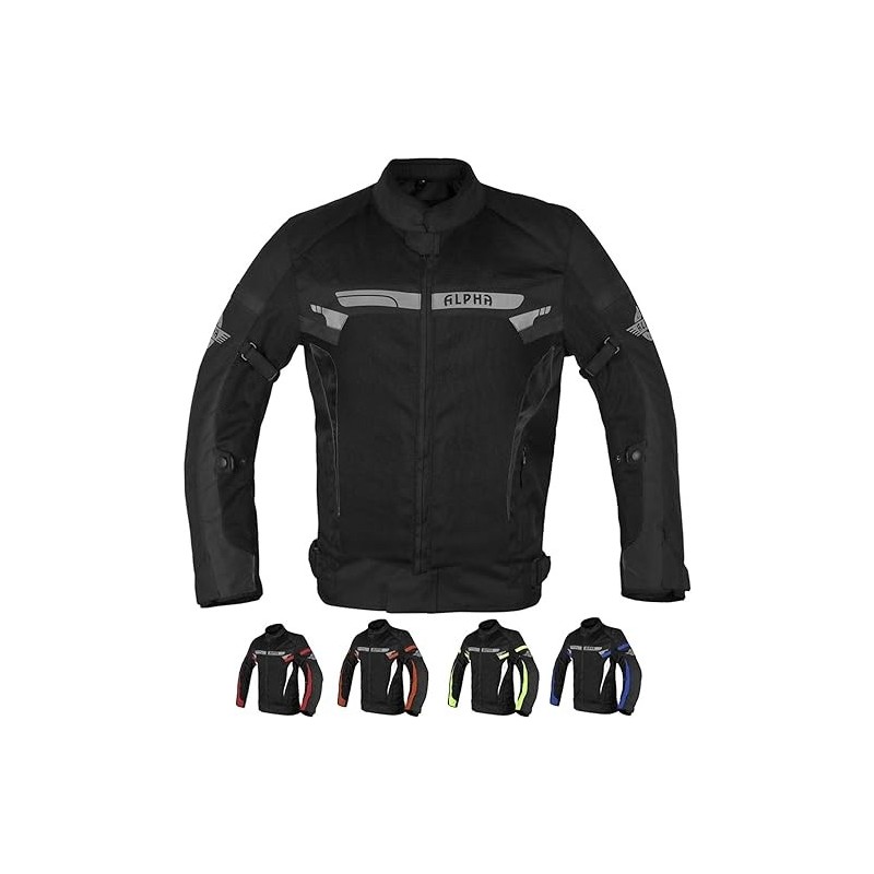 ALPHA CYCLE GEAR Atmungsaktive Motorradjacke, Netzstoff,Schwarz