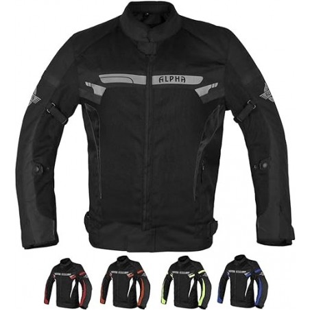 ALPHA CYCLE GEAR Atmungsaktive Motorradjacke, Netzstoff,Schwarz