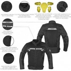 ALPHA CYCLE GEAR Atmungsaktive Motorradjacke, Netzstoff,Schwarz