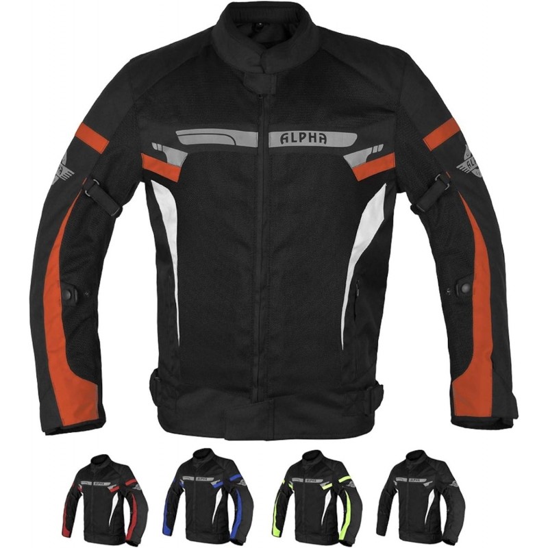 ALPHA CYCLE GEAR Atmungsaktive Motorradjacke, Netzstoff,orange Farbe