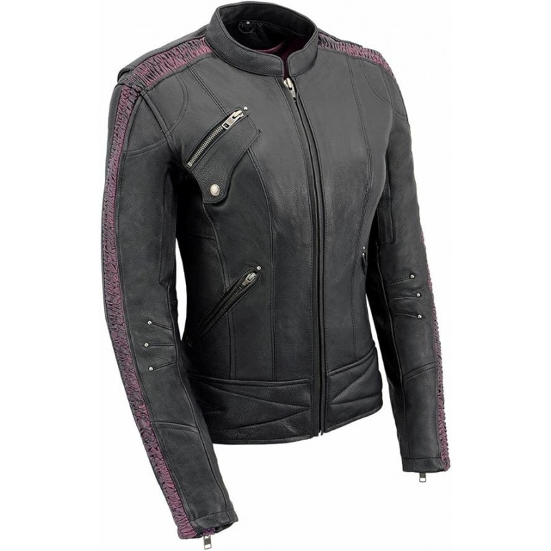 Milwaukee Leather MLL2570 Damen-Motorradjacke Phoenix, Leder, Schwarz