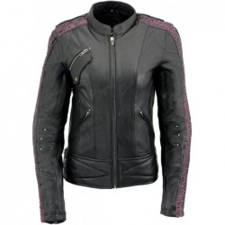 Milwaukee Leather MLL2570 Damen-Motorradjacke Phoenix, Leder, Schwarz